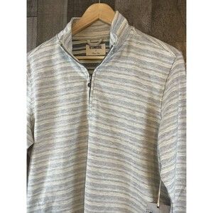 Linksoul Shirt Men’s Small Gray Striped Long Sleeve 1/4 Zip Stretch Golf New NWT